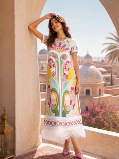 Candela | Vestido Largo Estampado Art Nouveau