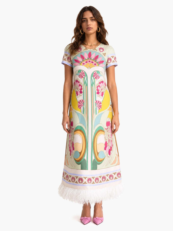 Candela | Vestido Largo Estampado Art Nouveau