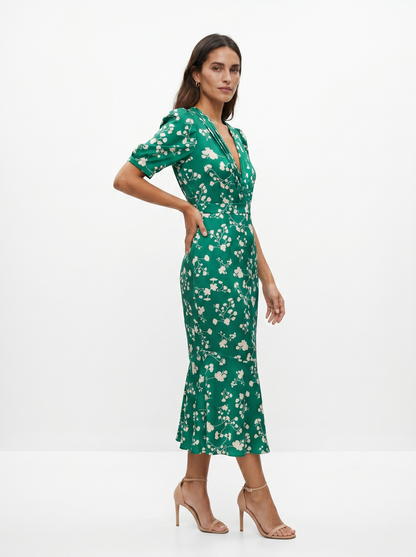 Carla | Vestido con diseño Floral y cuello en V