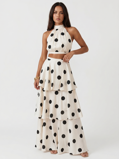Lorena | Conjunto Top y Falda Larga de Lunares