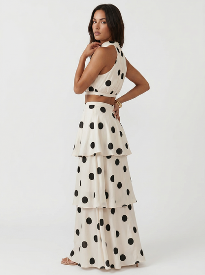 Lorena | Conjunto Top y Falda Larga de Lunares