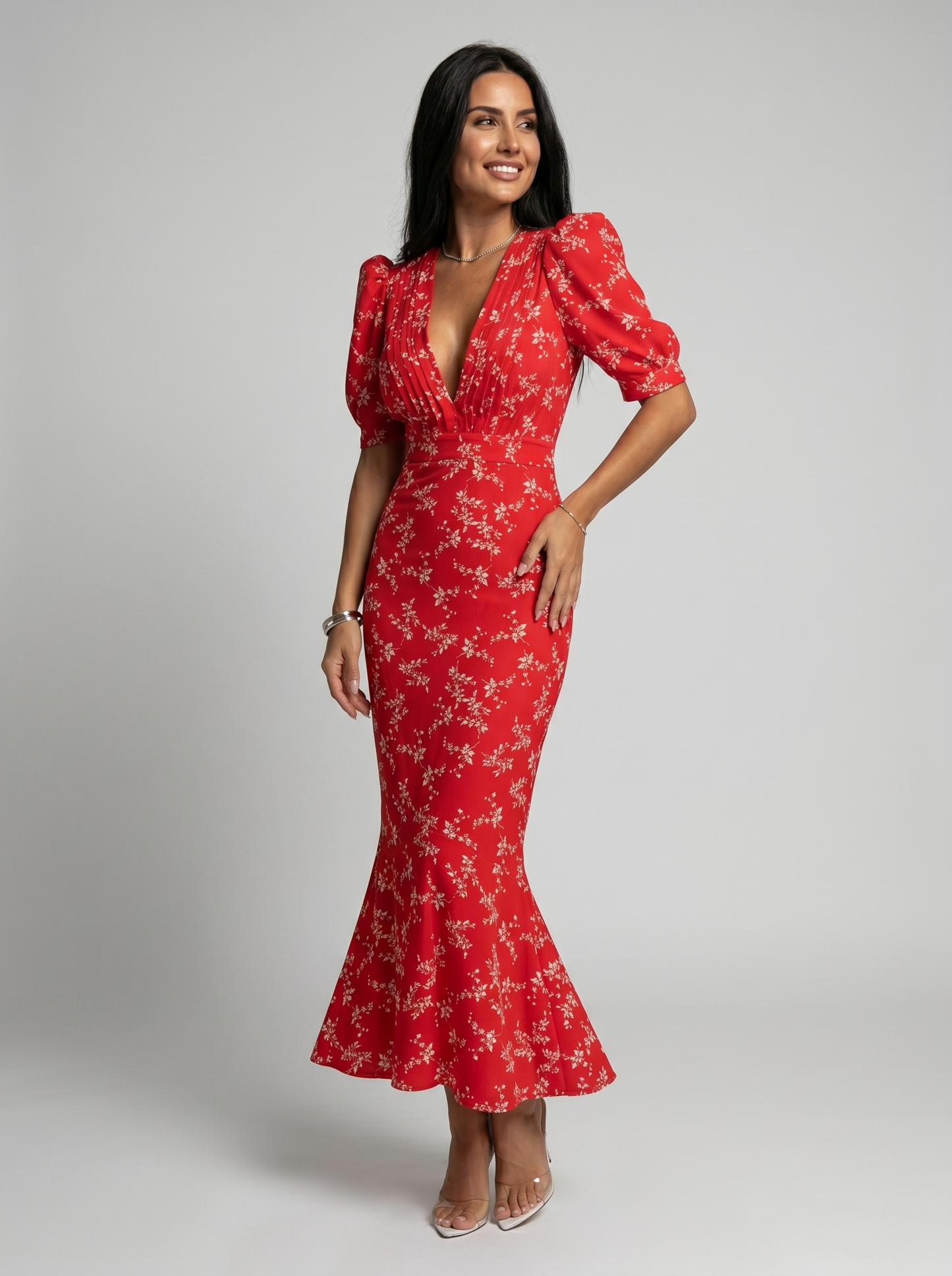 Carla | Vestido con diseño Floral y cuello en V