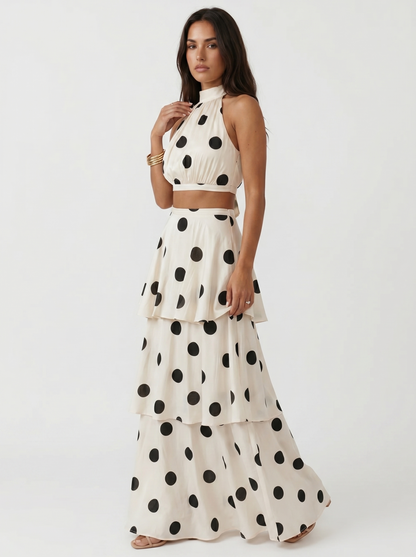Lorena | Conjunto Top y Falda Larga de Lunares