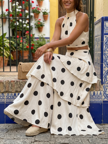 Lorena | Conjunto Top y Falda Larga de Lunares