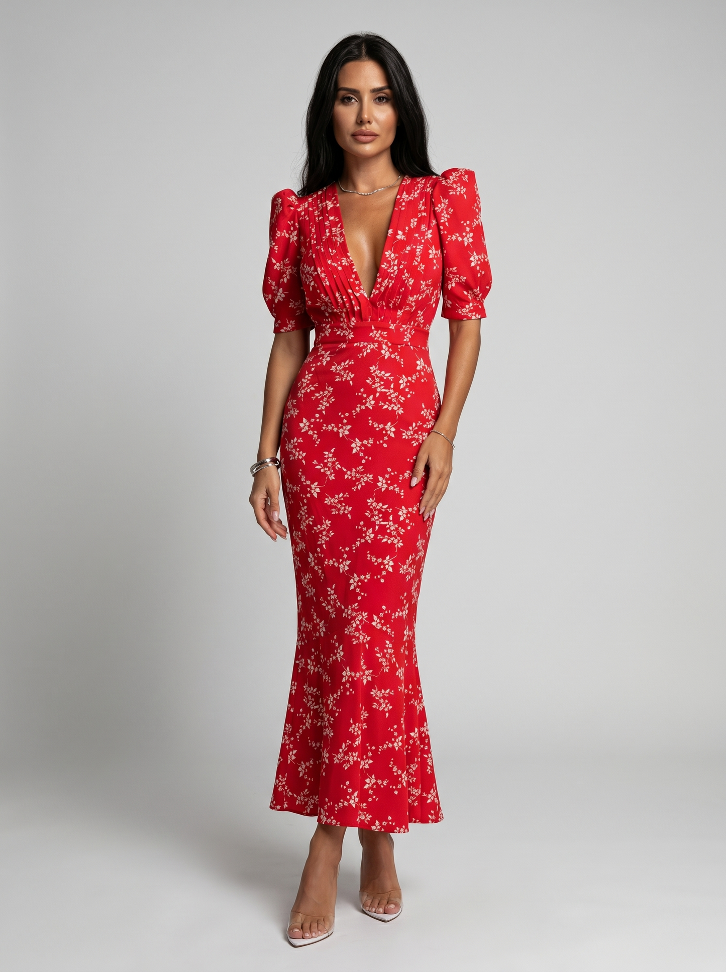 Carla | Vestido con diseño Floral y cuello en V