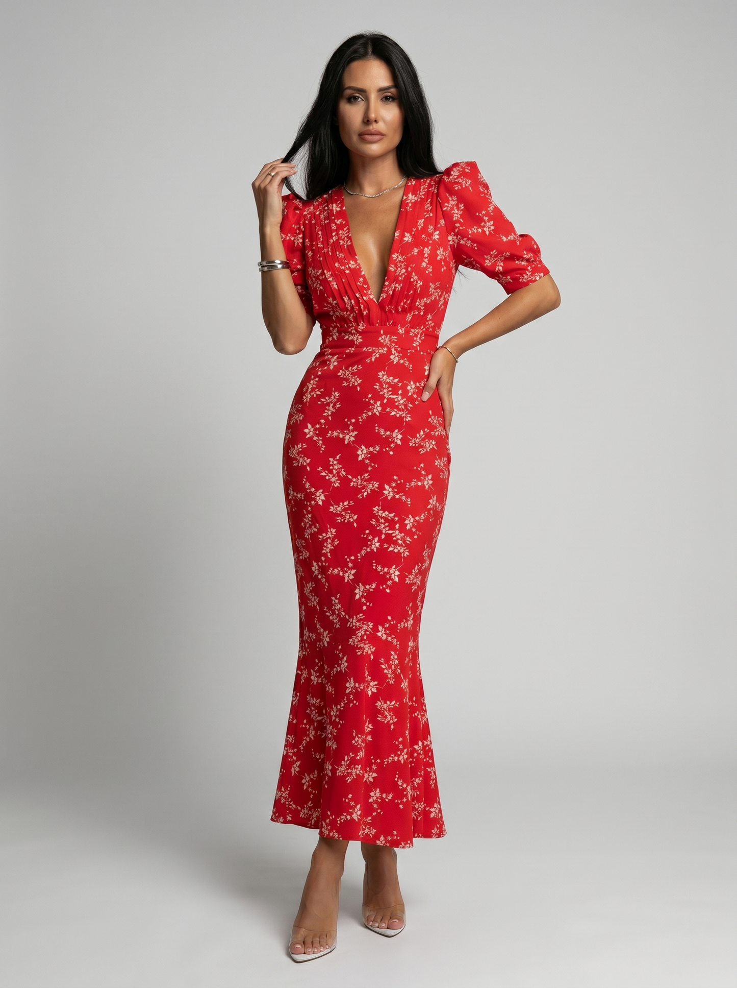 Carla | Vestido con diseño Floral y cuello en V
