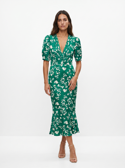 Carla | Vestido con diseño Floral y cuello en V