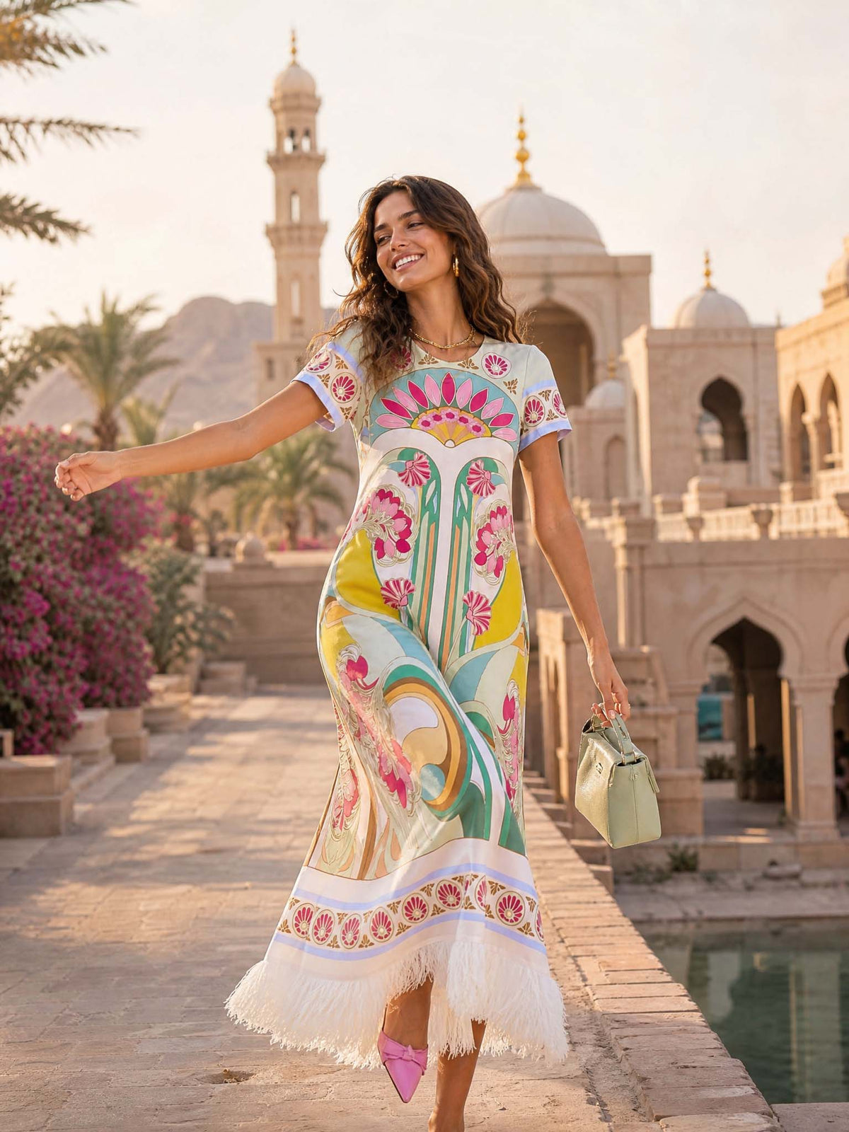 Candela | Vestido Largo Estampado Art Nouveau